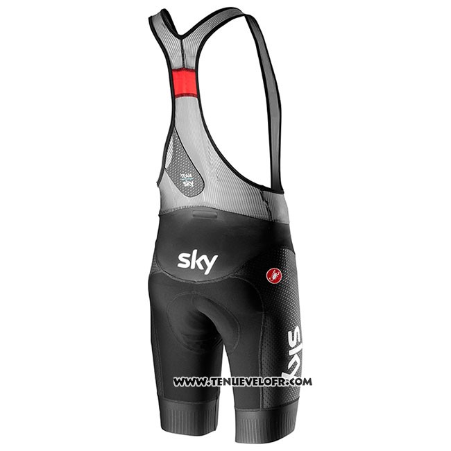 2019 Maillot Ciclismo Sky Aero Noir Bleu Manches Courtes et Cuissard